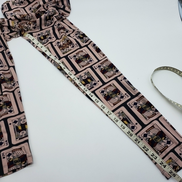 lularoe One Size women pink leggings playing cards poly spandex blend very soft - Picture 9 of 10